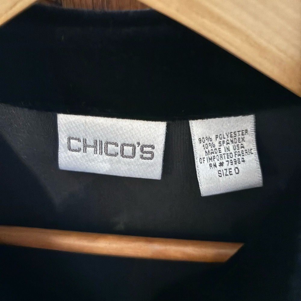 Chicos Size 0 (Small) Black Velvet Button Down Tu… - image 4
